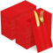 KAMMAK Einweg-Servietten mit Tasche, rot, Premium-Papierservietten, Leinengefühl, Weihnachts-Servietten, vorgefaltet, weich und saugfähig, 100 Stück, Papierhandtuch für Hochzeit, Party, Küche, 42 x 42