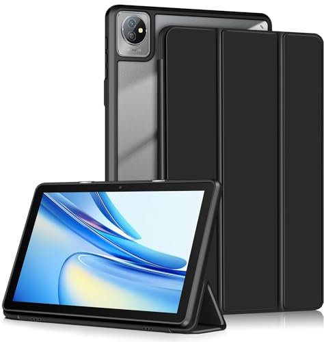Yiernuo Coque pour Blackview Tab 70 WiFi 10.1 Pouces Tablette,Etui Housse de Protection Folio Translucide avec Fonction Support et Veille/Réveil Automatique,Noir