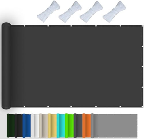 Vele Parasole da Giardino Grandi 2 x 6.6 m Protezione UV Impermeabile Vela Ombreggiante Rettangolare per Campeggio Esterno, con Occhielli e Fascetta, Antracite
