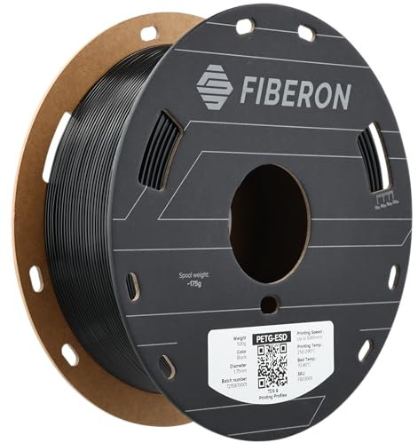 Polymaker Fiberon PETG-ESD Filament 1,75 mm schwarz 500g Spule - Elektrostatische Entladung sicheres, robustes PETG 3D Drucker Filament für Elektronikindustrie