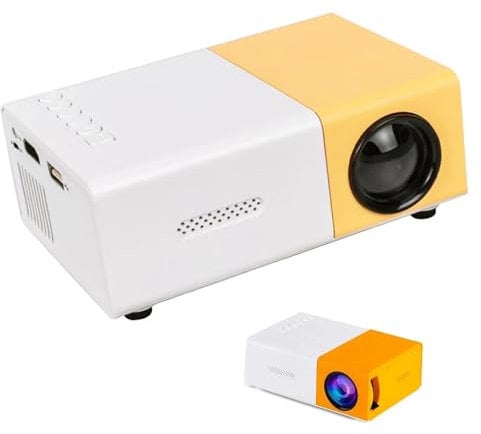 Mini Projector,Portable Projector for Cartoon Kids Gift Outdoor Movie Projector,LED Video Projector for Home Theater Movie Projector with HDMI USB Interfaces and Remote Control (Yellow)