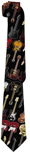 KWQDOZF Krawatten für Herren mit Gitarrenmotiv, lustige Musik-Krawatten, Geschenke für Männer, Teenager und Jungen, modische Krawatte für Geburtstage, Weihnachtsfeiern