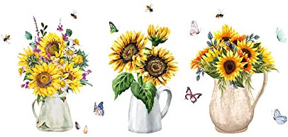 Wandtattoos Pflanzen Wandaufkleber Dekor Garten Topf DIY Kunstwand für Wohnzimmer Schlafzimmer Küche Kinderzimmer Dekoration Silberfolie Selbstklebend Fenster (Multicolor, One Size)