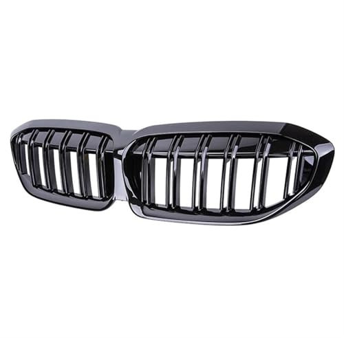 POMPOMPUR Für B&MW 3er G20 G21 328i 335i 340i 2019-2022 Auto-Frontnierengrill Renngrill Schwarz Glänzend 2 Lamellen Zubehör Front Kühlergrille