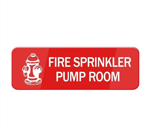 Fire Sprinkler Pump Room Sign For House, Home, And Office - 8 X 3, Strong Self-Adhesive, Acrylic Sign For Fornt Door Yard Sign