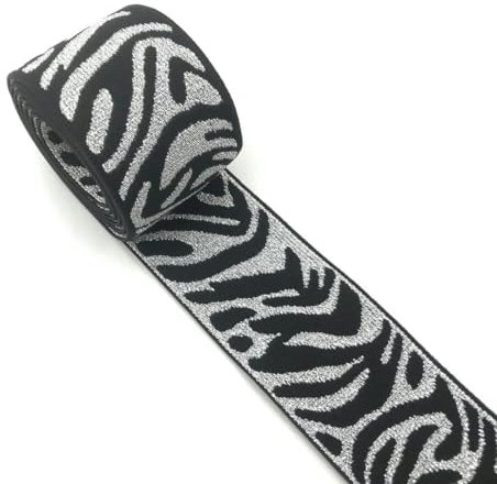 2 m/Los 27/40 mm Herz Stern Leopard Glitzer Silber Gummibänder Jacquard Gummiband für Kleidungsstücke Hosen DIY Nähzubehör-Leo Silber-27 mm 5 Meter