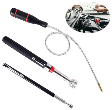 Eclipseguard 3 Stück Magnetstab Teleskop, 60CM Flexibler Magnetheber Magnetstabgreifer, Tragbares Biegbares Magnetgreifer, Magnetstabgreifer Teleskopmagnet Stabmagnet Extra Stark (1.5LB 3LB 5LB)