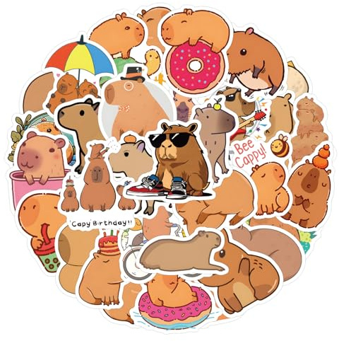 ITOMUFD Capybara Sticker Set Aufkleber Jugendliche Erwachsene 100 Stück CapybaraWasserfeste Vinyl Decals Auto Motorräder Fahrrad Skateboard Snowboard Gepäck Laptop Koffer Helm Motorrad Computer
