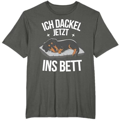 Dackel Hund Hunde Geschenke & Kleidung Ich dackel jetzt ins Bett Offizielles Schwarz Klein Klassisch geschnitten Dackel Schlafshirt T-Shirt fr Herren, Damen, Jungen, Mdchen und Kinder