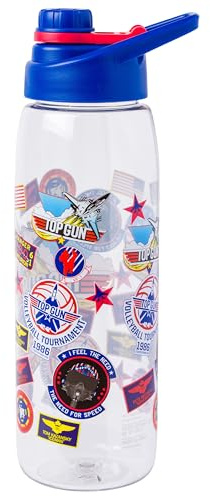 Silver Buffalo Top Gun Badges 28oz Water Bottle w Screw Lid