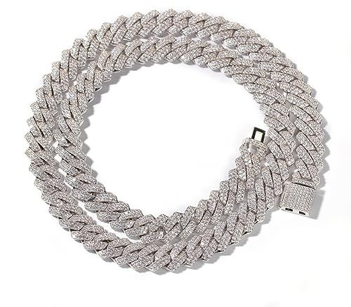 Dicke kubanische Gliederkette für Männer 18K Gold plattiert 13mm Iced Out Pink CZ Diamond Miami kubanische Halskette und Armband Gliederkette Choker Luxus Hip Hop Schmuck Geschenke für Frauen Männer