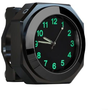 BlissfulAbode Motorrad-Lenkeruhr aus Aluminiumlegierung, wasserdicht, Quarzuhr, leuchtende Halterung, 22–28 mm, IPX7, 3,3 cm Durchmesser (schwarz)