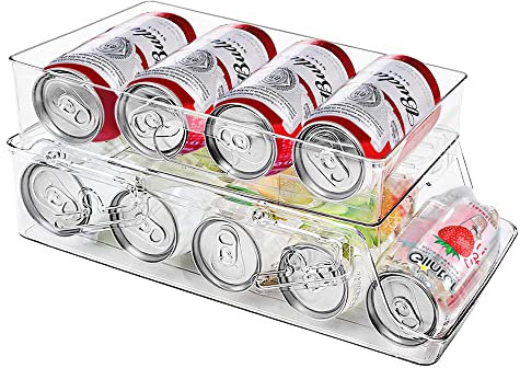 YORFULL Organizador de latas para frigorífico, dispensador de latas de doble capa, nevera con cajón de ruedas, dispensador de bebidas, refrigerador para guardar refrescos y refrescos, sin BPA