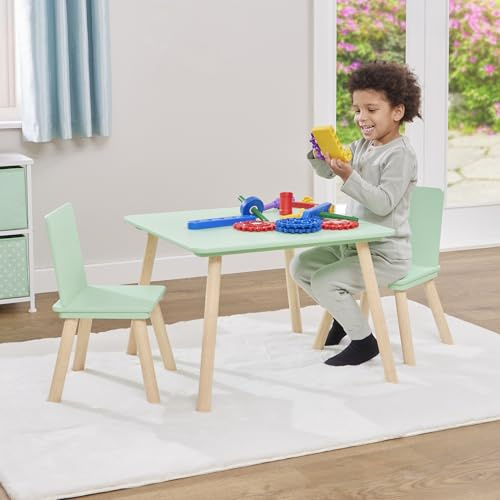 Liberty House Toys Kids Green and Pinewood Table and 2 Chairs Set