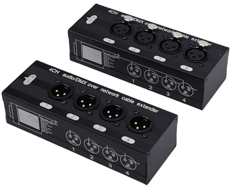 Vikye 4-Wege-XLR-Stereo-Audio-Passiv-Splitter, 4 Buchsen, 4 Stecker auf RJ45 Cat5 Cat6 XLR-symmetrischer Audio-Konverter, 1 Eingang, 4 Ausgänge, 4-Kanal-Wahlschalter