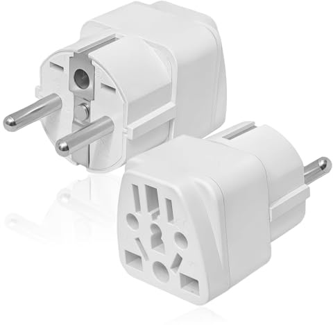 Adaptateur Prise International vers France, 2PCS Adaptateur USA, UK, Chine vers France, Adaptateur Universel Prise Internationale, Compatible Europe, France, Allemagne, Italie, Blanc