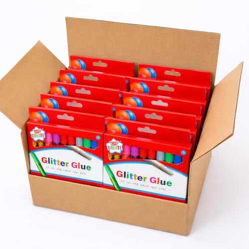 Sixstore Pack of 120 Glitter Glue Pens – 12 Packs (10 Pens Each) for Crafts, Cards & Scrapbooking