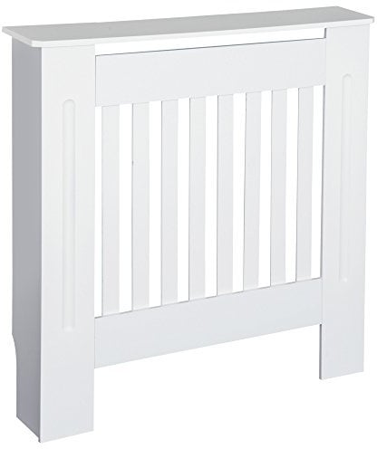 HOMCOM MDF Radiator Cover Wooden Cabinet Shelving Home Office Vertical Slatted Vent White 78L x 19W x 81H