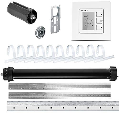 NOBILY Rolladen-Komplett-Set für 60mm (SW60) Achtkantwelle Maxi-Rolladenmotor 30Nm + ZS1 Rolladen Zeitschaltuhr + Mechanik-Set, bis zu Einer Gesamtlänge von 3,50 Meter