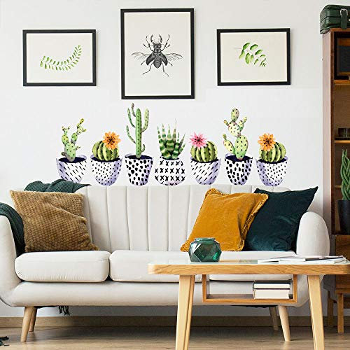 kina - UVCD0055 Wandaufkleber Stickers Sukkulenten Blumen Kaktus Wanddekoration Wohnzimmer Küche Schlafzimmer Eingang - 80x20 cm