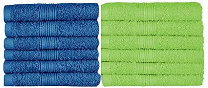 NatureMark Gästetücher – 12er Pack (30x50 cm), 100% Baumwolle, Oeko-Tex Zertifiziert, weich, saugfähig und pflegeleicht – Für Bad, Gäste & Spa – Apfelgrün/Royal