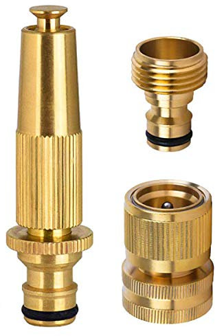 Hydrogarden Reinigungsspritze,Wasserspritze mit Messing-Gartenschlauchpistole, 3/4 Zoll Vollmessing-Schnellanschluss-Gartenschlauchanschluss