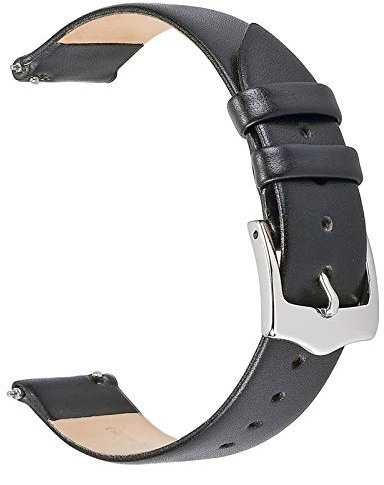 EACHE 12mm Schwarze Leder Uhrenarmbänder für Herren Damen Schnellverschluss Dünne Lederarmband Glattes Kalbsleder Für Damen