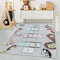 Carpetsale24 Kinderteppich Indianer Tiere mit Hüpfkästchen Design Grau 100 x 150 cm - Kurzflor Teppich Kinderzimmer für Jungen & Mädchen Pflegeleicht - Waschbar Spielteppich Babyzimmer Babyteppich