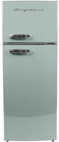 Frigidaire EFR753 Retro Apartment Size Refrigerator with Top Freezer - 2 Door Fridge with 7.5 Cu Ft of Storage Capacity, Adjustable Spill-Proof Shelves, Door & Crisper Bins, Mint
