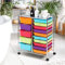 COSTWAY 15 Drawers Storage Trolley, Home Office Stationary Rolling Cart with 4 Wheels, Multipurpose Mobile Organiser Shelving Unit for Makeup Beauty Salon (Multicolour)
