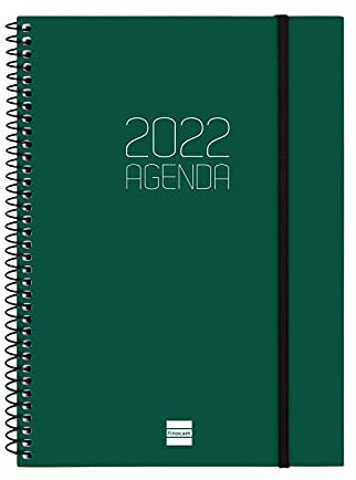 Finocam - Terminkalender 2022, vertikal, von Januar 2022 bis Dezember 2022 (12 Monate) E10-155 x 212 mm, Spiralbindung, undurchsichtig, Spanisch, grün.