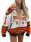 ORANDESIGNE Blouson Bomber Femme Manches Longues Vintage Veste Bomber Casual Zipper Jacket College Poches Coupe-Vent Baseball Blouson Sweat Veste Sport Jacket à Glissière H Orange L