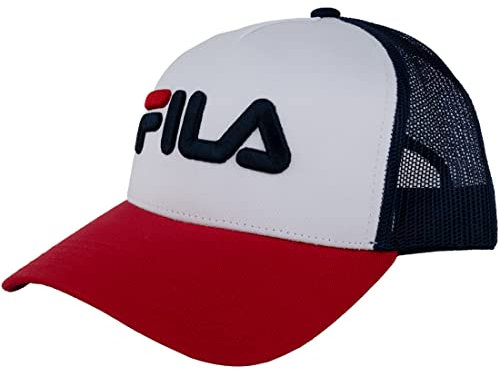 FILA Unisex Beppu Trucker Cap Linear Logo Snap Back Baseballkappe, True Red-Bright White-Medieval Blue, 31 EU