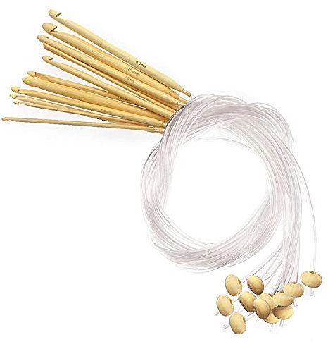 Unvtap Tunesische Häkelnadel 12 Stück Tunesische Bambus Afghanische Häkelnadel Set, Häkelnadeln Tunesisch für Anfänger, Heimgebrauch, Pullover, Socken, Schals(3-10mm)