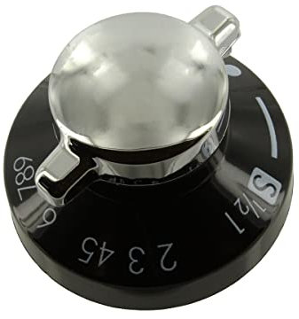 Paxanpax PCK517 Compatible for Stoves, Hygena, Diplomat 550SIDlM, ADP5633 Type Black and Silver Oven Control Knob