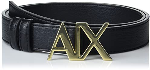 Armani Exchange Damen Logo Buckle Belt, Schwarz, L