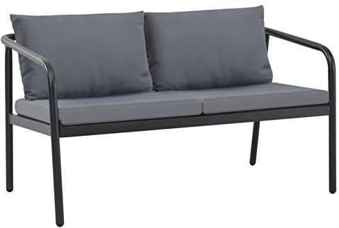 Gecheer 2-Sitzer-Gartenbank mit Auflagen Parkbank Sofabank Outdoor-Sofa GartenSofa Sitzbank Terrassenbank Balkonbank Gartenmöbel Bank für Balkon, Terrasse & Garten, Grau Aluminium