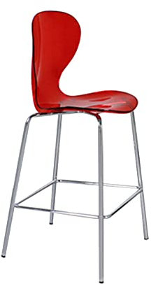 MNSSRN Acryl High Stool, transparenter einfacher Barstuhl, Acryl Barhocker, Café High Backhocker, Haushaltsküchenhocker, Esssitzstuhl,Rot
