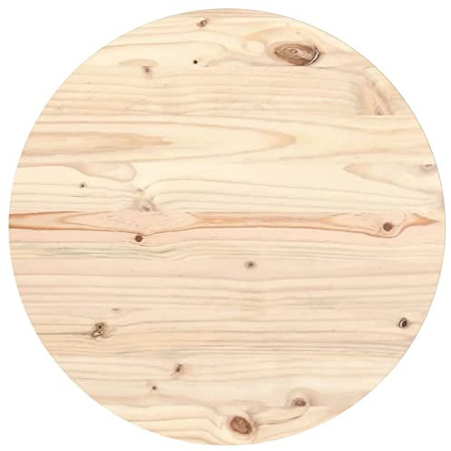 Gecheer Tischplatte Rund Ersatztischplatte Holzplatte Massivholzplatte Holz Platte für Esstisch Ø60x2,5 cm Massivholz Kiefer