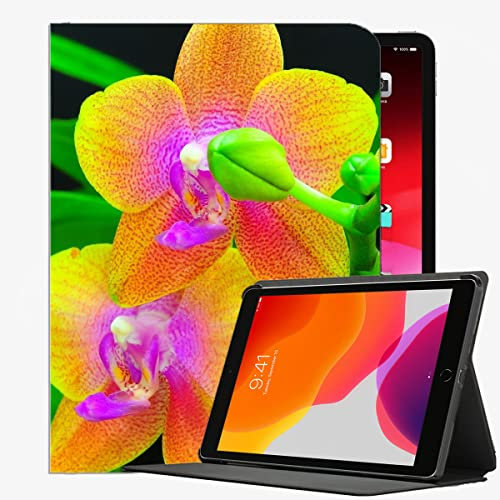 YENDOSTEEN Coque pour iPad Mini 4 / Mini 5 7.9 Étui Housse Smart Case,orchidées,Gros Plan,Orange,et Housse Étui avec Veille/Réveil Automatique