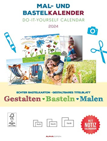 Mal- und Bastelkalender 2024 mit Platz für Notizen - weiß - 21 x 29,7 - Do it yourself calendar A4 - datiert - Foto-Kalender - Alpha Edition