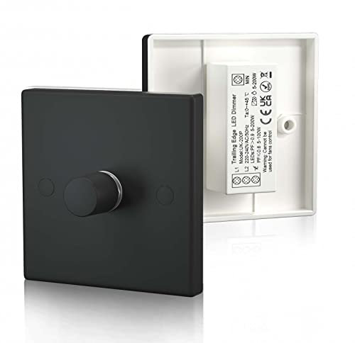 Luxvista 5W-200W Thyristor Dimmer Switch for Dimmable Bulb LED/Halogen/Incandescent AC200-240V dimmer Black with Memory Function dimmer from 0-100% Controlled by Hand knob (1Pcs)
