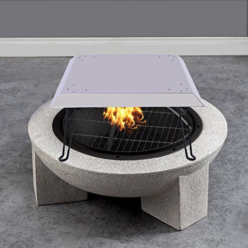 Brennerpfanne Grubenabdeckung 63.5 * 30.5cm Quadratisch Edelstahl Feuerschalenabdeckung Zusammenklappbar,für Jede runde oder rechteckige Feuerstelle Kleiner als 25 * 25 * 12in