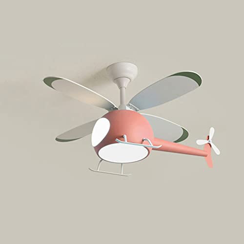 Inverter Ceiling Fan With Light and Helicopter Chandelier, LED Ceiling Light Fan with Dimming Remote Control and 6-Speed Adjustment, Winter & Summer Positive & Negative, Remote Control Timing - 40W
