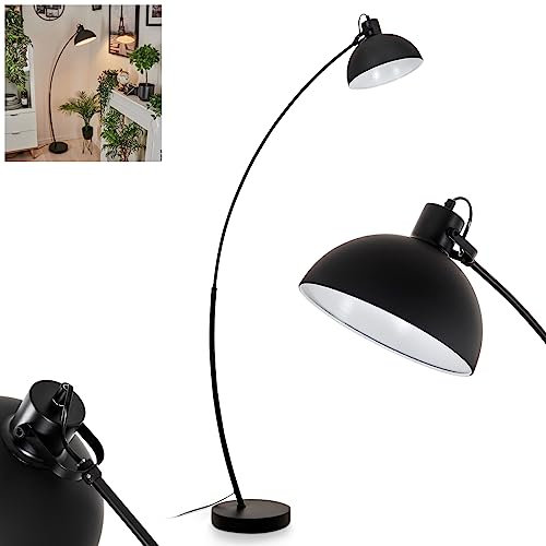 HOFSTEIN Stehleuchte Recife, moderne Stehlampe aus Metall in Schwarz/Weiß, Standlampe mit verstellbarem Schirm (Ø 25 cm) und Fußschalter am Kabel, Höhe max. 160 cm, 1 x E27, ohne Leuchtmittel