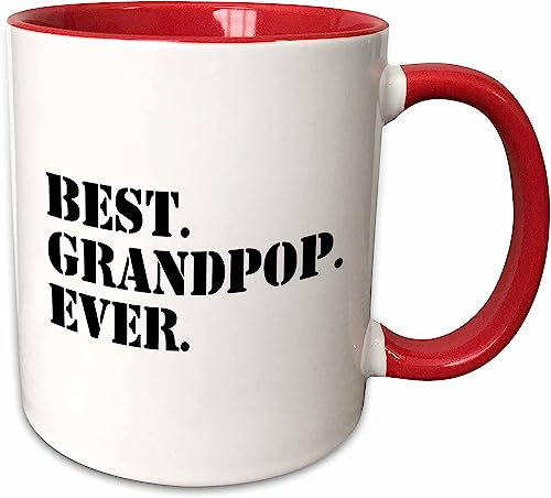 Father's Day Gift, Best Grandpop Ever Gifts for Grandfathers, Granddad, Grandpa, Family Gifts, Birthday Gift Coffee, Tea Mug 11oz Red Inside Coloured Ceramic Mug.