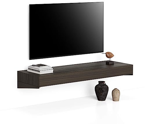 Mobili Fiver, Porta Tv sospeso Evolution 120x40, Noce Scuro, Made in Italy