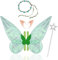Aomig Alas de Hada, Alas de Mariposa rejas de Elfo , Alas de Angel con Corona Flores Disfraz, Disfraz Hada Niña Alas Brillantes Fiestas Cumpleaños Temáticas de Navidad y Halloween, Cosplay (Verde)