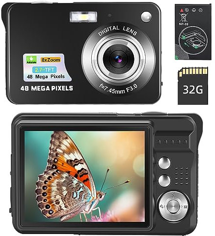 Pocket-Sized Digital Bridge Camera - 4K, 48MP, Face-Detection, 8X Zoom - Perfect for Vlogging and Photography Enthusiasts