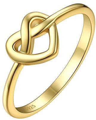 ChicSilver Ring für Paare, Sterling-Silber 925, in Herzform, Größe 47 bis 67 mm, goldfarben und Weißgold, 64, Silber